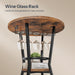 round Bar Table, 2-Tier Counter Height Pub Table with Wine Glass Holder, Industrial Cocktail Table, for Small Space, Tavern, Living Room, Dining Room, Patio, Rustic Brown and Black BF62BT01G1