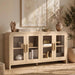 60" Modern Buffet Cabinet with Storage, Curved 4-Door Sideboard