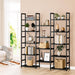 Industrial Black Triple Column Five Tier Bookshelf
