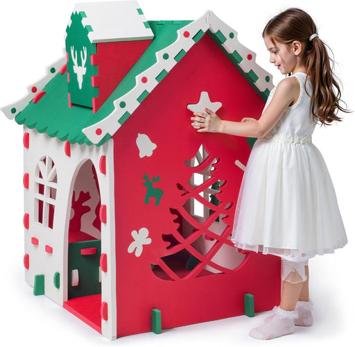 EVA Foam Kids Playhouse, DIY Building Blocks Toy, Indoor Outdoor Children'S Play Tent, Creative Fun House Gift for Toddler Children Ages 3 and Up, Green Roof