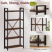 5 Tier Industrial Bookshelf Dark Walnut WoodFinish