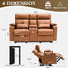 Power Loveseat Recliner Sofa with Console, Loveseat Reclining Sofa with Heat & Massage, Home Theater Seating with Lumbar Pillow for Living Room, RV Recliner Loveseat(Pu, Yellowish Brown)