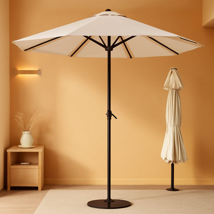 10FT Outdoor Patio Umbrella, Market Table Umbrella with Push Button Tilt and Crank, 8 Sturdy Fiberglass Ribs, UV Protection for Pool, Lawn, Deck, Backyard, Garden (Beige)