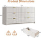 55" Wide Fluted 6-Drawer Double Dresser for Bedroom, White