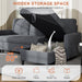 Dark Grey Corduroy Sleeper Sofa With HiddenStorage