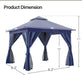 Patio Gazebo 10'X10', Outdoor Heavy Duty Party Tent Shelter with Double Roofs, Mosquito Nettings and Privacy Screens for Backyard, Garden, Lawn, Navy Blue