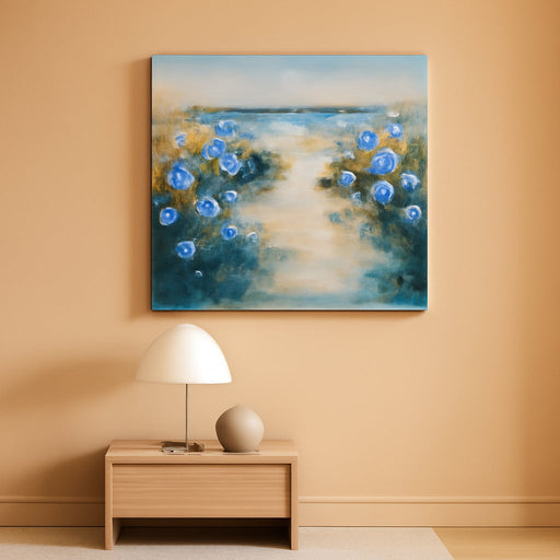 Coastal Landscape Large Wall Art for Living Room, Beach Sunrise Canvas Prints, Nature Blue Florals Ocean Paintings Modern Farmhouse Decor, Bedroom Kitchen Bathroom Office Home Decor 20"X40"