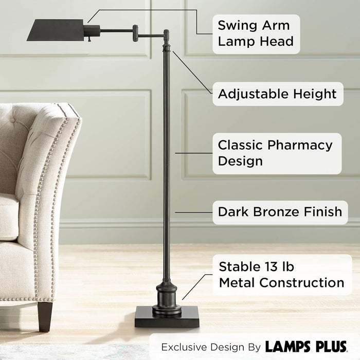 Dark Bronze Farmhouse Adjustable Floor Lamp 54Inch