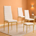 White Dining Chairs Set of 4, Gold Chromed Modern Soft Padded High Back Kitchen Chair for Dining Room, Kitchen (4, White with Gold Legs)