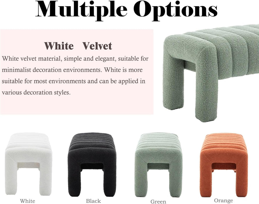 42.5" Upholstered Ottoman Bench,Modern Boucle Entryway Bench with Seating,Upholstered End of Bench,Teddy Fabric Footrest for Bedroom,Living Room