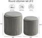 Round Set of 2 Ottoman with Storage-Upholstered Velvet Vanity Stool for Makeup Multifunctional Ottomans Coffee Table Padded Seat Foot Rest for Living Room&Bedroom (Ligth Grey)