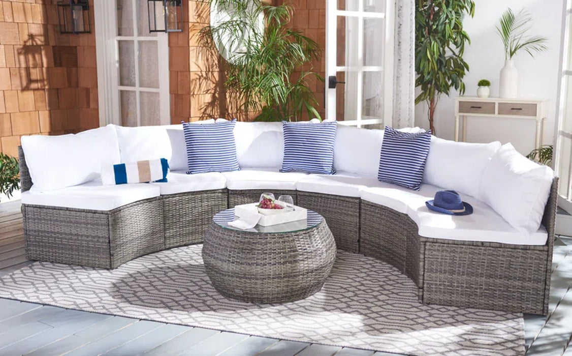 Cabble Wicker 6 - Person Patio Conversation Sets with Cushions