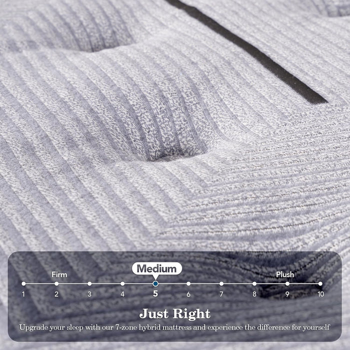 Queen Mattress, 14Inch Medium Queen Hybrid Mattress,Cooling Gel Memory Foam & 7-Zone Individual Pocket Springs, Queen Size Mattress in Box for Supportive & Pressure Relief,60 X 80