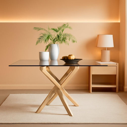 Leonardo Gold Leg Dining Table Dining Room Kitchen Stylish Glass Top Metal Legs for 6 Seat