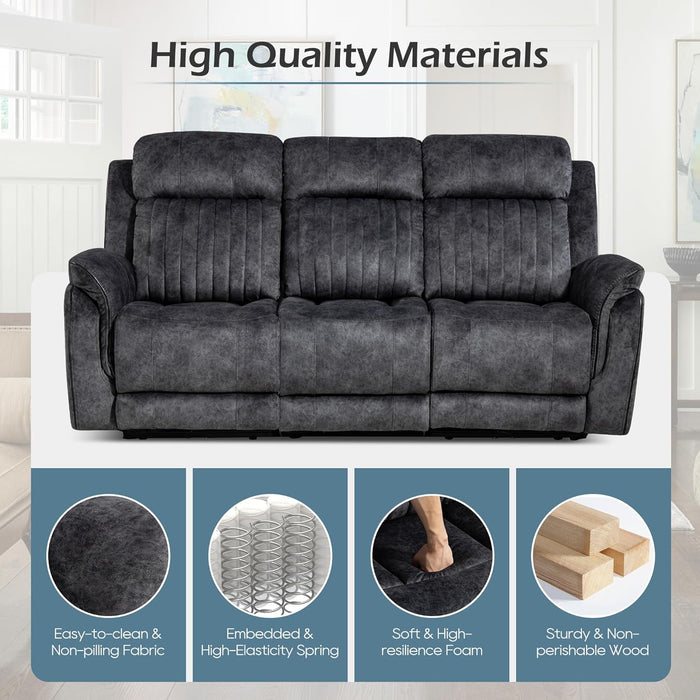 Zero Gravity Power Reclining Sofa with Adjustable Headrest, Electric Reclining Couch with Wireless Charge, USB Ports, Power Recliner Sofa 3-Seater with Drop down Table,Cup Holder,Outlet (Grey)