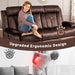 Electric Power Reclining Sofa Set - 3-Seater with Flip-Top Console & Massage Heat, Faux Leather Dual Recliner with USB Ports & Storage, Perfect for Living Room Comfort & Convenience (Brown)