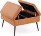 Square Ottoman with Storage, Large Oversized Ottoman Coffee Table, Double Flipping Lid & Mid-Century Modern & Faux Leather Style, Loads 660 Lb, for Living Room, Bedroom, Entryway, Cognac Brown