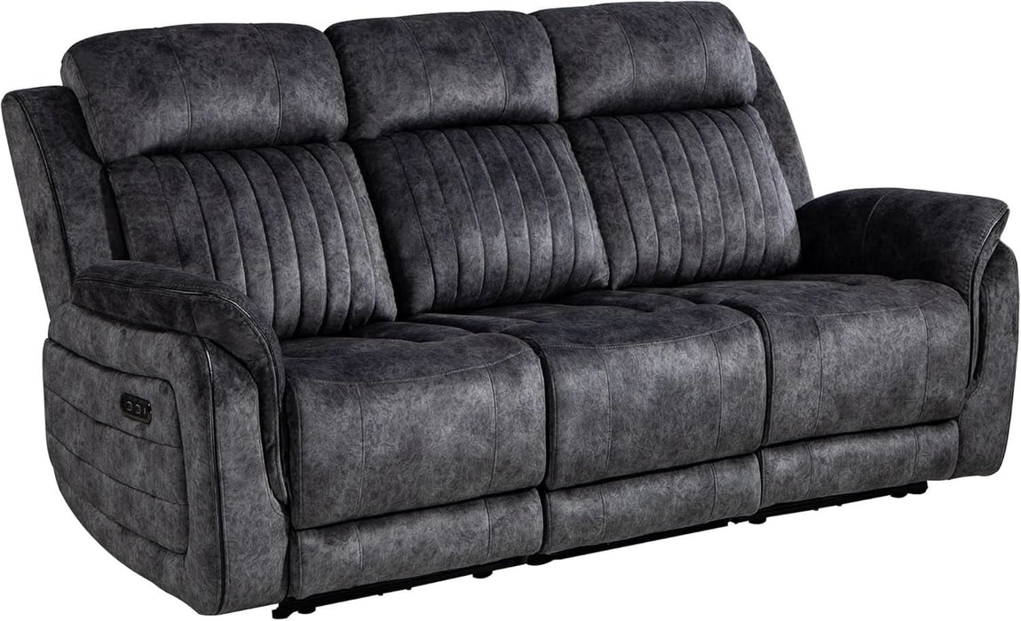Zero Gravity Power Recliner Sofa Couch – Electric Reclining Sofa with Drop down Table & Wireless Charging, 3 Seater Dual Reclining Couch with Adjustable Headrests for Living Room (Velvet, Grey)
