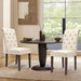 Tufted Dining Chairs Set of 4, Accent Parsons Diner Chair Upholstered Fabric Stylish Kitchen Chairs with Solid Wood Legs and Padded Seat, Beige