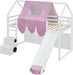 Twin Size Loft Bed With Slide PlayhouseCastleFortress