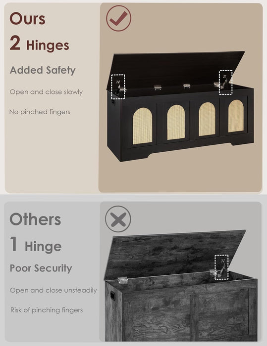 Espresso Natural 47.2-Inch Storage Chest Bench Flip-Top