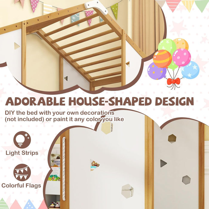 Twin Size Montessori NaturalWhite Floor Bed JungleGym