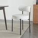 Modern Dining Room Chairs, Mid-Century round Upholstered Boucle Kitchen Dining Chairs with Black Metal Legs (2, White)