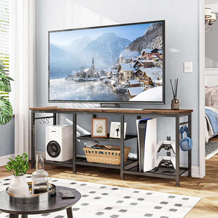 TV Stand for Living Room Entertainment Center for 55 Inch Tvs, TV Media Console Table Television Stands for Bedroom, Rustic Brown