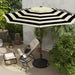 9Ft Outdoor Patio Umbrella, Push Button Tilt and Crank, 8 Ribs, Black & Cream Stripe