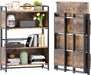 No Assembly 4 Tiers Folding Bookshelf 44.41''H Extra Storage,Rustic Brown
