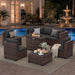 Patio Furniture Set with Fire Pit Table, 8-Piece Wicker Patio Set