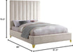 Viacream-K via Collection Modern | Contemporary Velvet Upholstered King Bed, Rich Cream , Deep Channel Tufting, Gold and Chrome Legs, 81.5" W X 86" D X 70.5" H, Cream