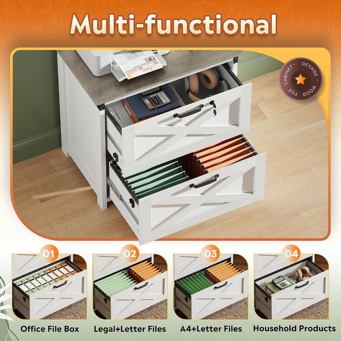2 Drawer Lateral File Cabinet WhiteLockingSystemA4