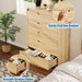 Natural 49-Inch Tall Wooden 5-Drawer Dresser Storage