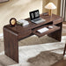 63" Modern Computer Desk with 2 Drawers, Wood Curved (Brown)