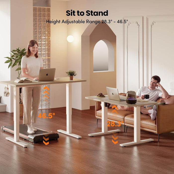 Electric Height Adjustable Standing Desk 48X24 Inch, Light Walnut