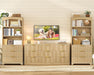 63.3" Tall Bookshelf, Bookshelves and Bookcases with Drawers, Arched Design Bookcase with Storage Cabinet, Natural Wood Grain Wave Pattern Storage Shelves for Living Room, Bedroom,Office
