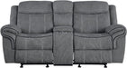 Gray Velvet Recliner Loveseat with USB