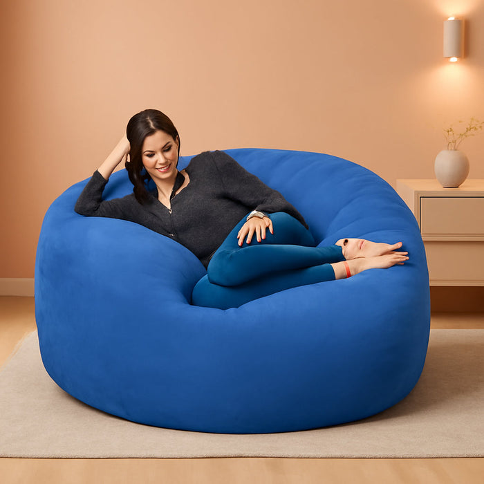 Bean Bag Chair - 5' Giant Memory Foam Lounge Chair with Soft Microfiber Cover – Cozy Furniture for Living Room, Dorm, & Kids' Rooms – Comfortable 5 Ft, Microsuede Lounge Sofa, Royal Blue