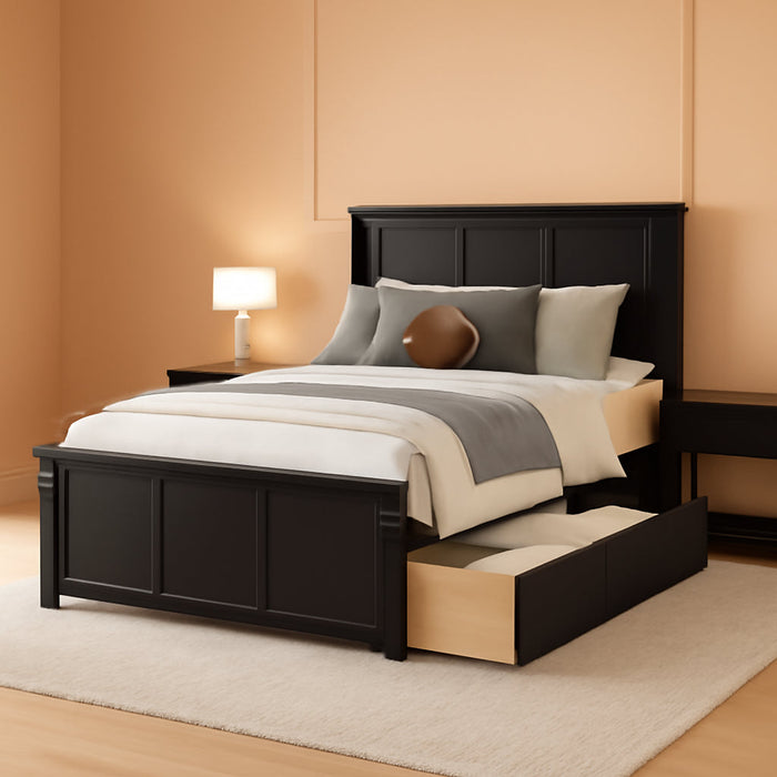 Twin Platform Beds with Storage Drawers Solid Wood Twin Bed Frame with Headboard and Footboard, No Box Spring Needed, Espresso