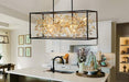 Black and Gold Chandelier, 8-Light Rectangle Crystal Chandeliers Rectangular Modern Farmhouse Pendant Light Fixture for Dining Room Kitchen Island Large, L38.5 Inch