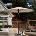 10FT Solar Umbrella 32 LED Lighted Patio Umbrella Table Market Umbrella W/Tilt and Crank, Uv-Resistant Outdoor Umbrella for Pool, Garden, Deck, Beige