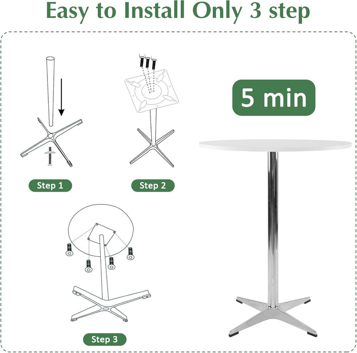 White Round Pub Table With SturdyCrossbase 39Inches