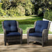 Outdoor Wicker Chair Rattan Patio Dining Chairs Set of 2 PE Wicker Patio Chairs with 4Inch Seat Cushions Outdoor Patio Seating Chair for Garden, Backyard Deck(Mixed Grey/Blue)