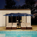 15FT Rectangular Outdoor Umbrella Patio Umbrella with Solar Lights & Base Included Large Market Umbrellas with Crank Handle UV Protection Table Umbrellas for Outdoor, Backyard, Deck, Navy Blue