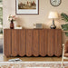 Walnut Buffet Cabinet Set With IndustrialStyle Shelves