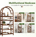 5-Tier Solid Wood Open Bookcase, Modern Arched Bookshelf, Home Office Shelf Storage Organizer, Storage Display Rack Shelf for Living Room (Walnut)