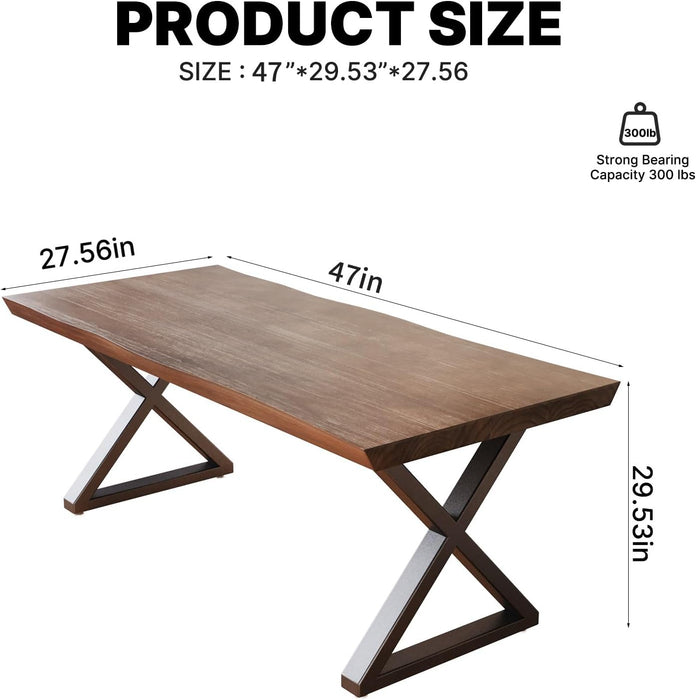 Solid Wood Desk 47 Inch for Home Office with Natural Live Edge