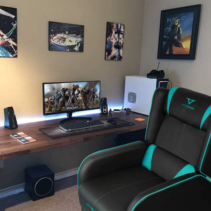 VIT Gaming Recliner Chair Racing Style Single PU Leather Sofa Modern Living Room Recliners Ergonomic Comfortable Home Theater Seating, Teal