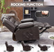 Rocker Recliner Chair with Heat and Massage, 360° Swivel Recliner Chairs for Adults, Oversized Recliner Single Sofa Seat with Cup Holders, Lazy Boy Recliner Single Sofa Seat, Darkbrown